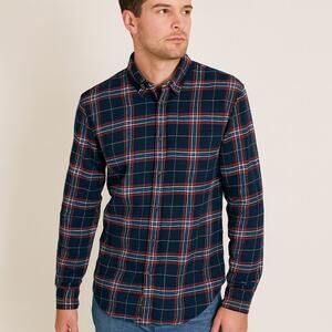 Club Monaco SZ M Cotton Slim Fit Heavy Weight Flannel Button Down Shirt Plaid